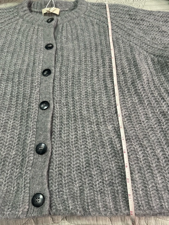 Sezane Emile Cardigan Mottled Grey Alpaca Wool Button Sweater Size M NWT - Picture 7 of 8